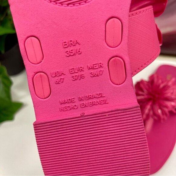 LARROUDE Hibiscus Flower Flip Flop Sandals in Pink Size 6/7 - Picture 9 of 12